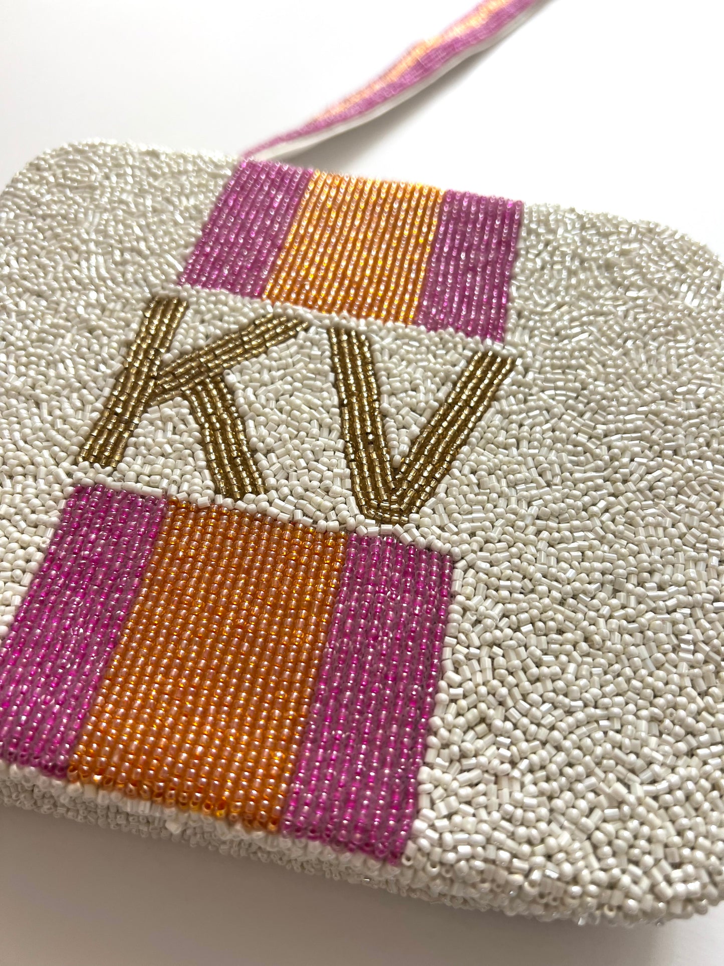 Tiana Designs Fully Beaded Monogram Crossbody Handbag