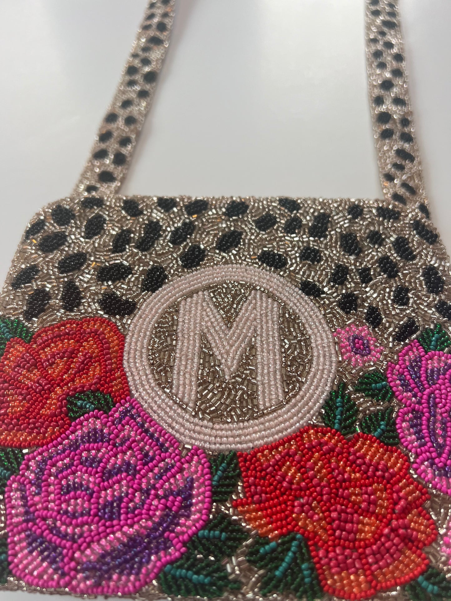 Tiana Designs Fully Beaded Floral & Animal Design Crossbody Handbag
