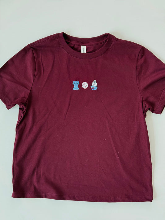 Women’s Retro Baseball & Ice Cream Crew Neck Tee