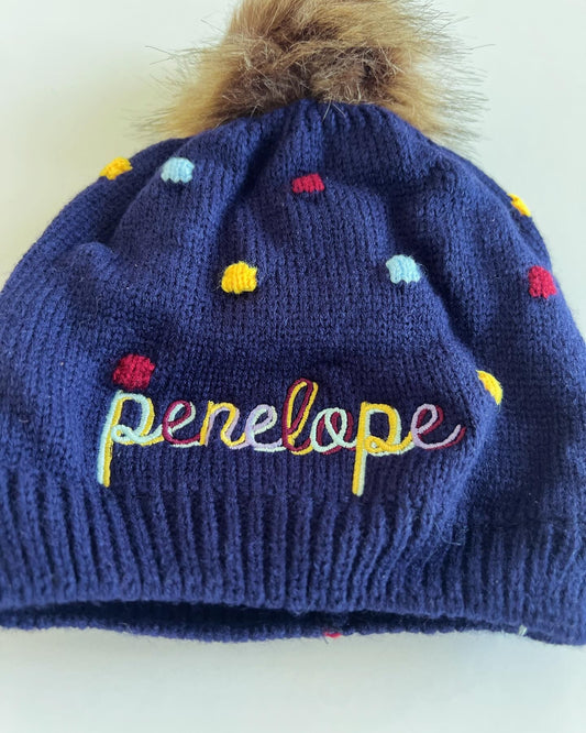 Kids Polka Dot Pom Beanie