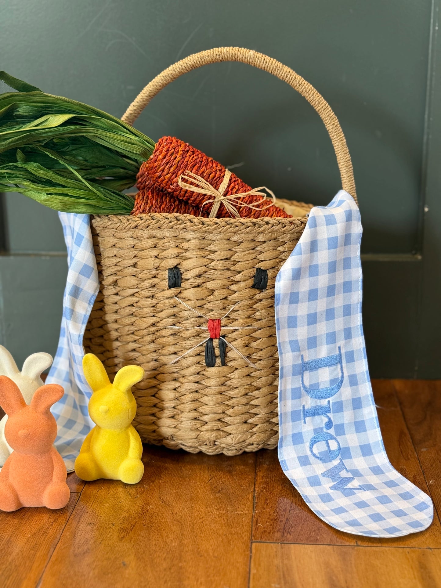 Basket with Gingham Bunny Ears