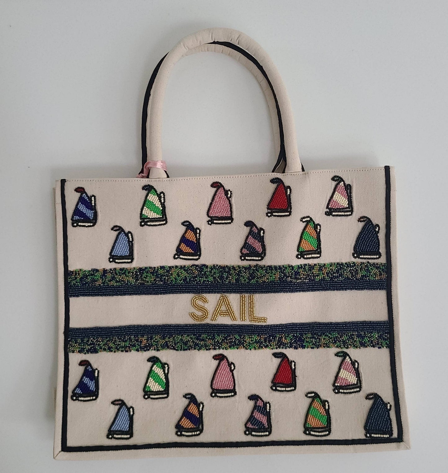 Tiana Designs Sail Boat Beaded Tote