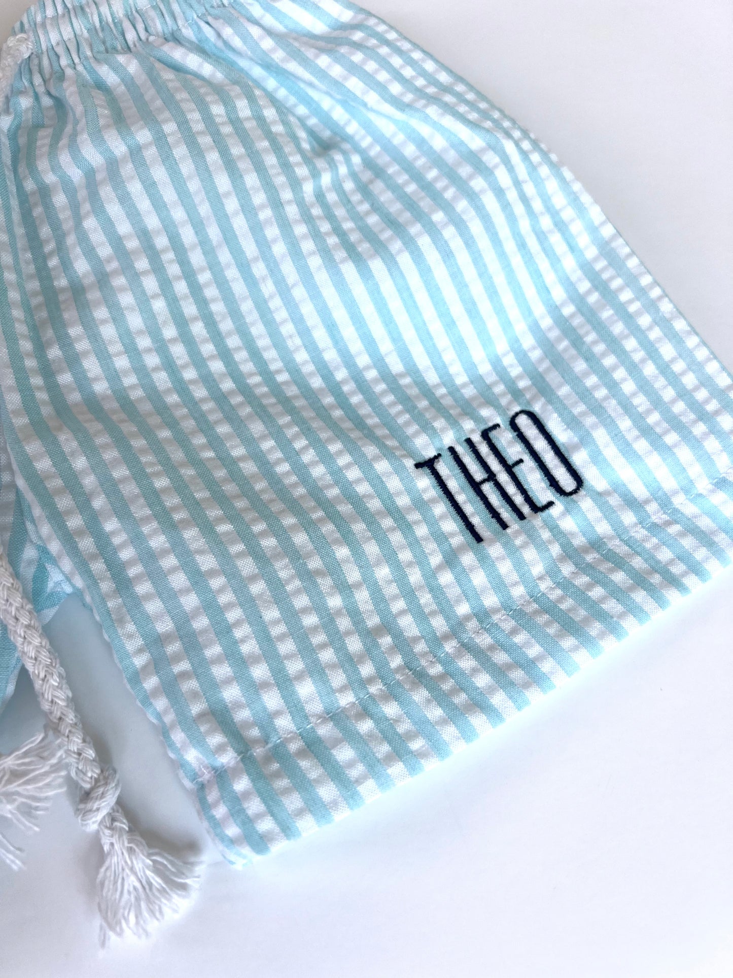 Boys' Cotton Seersucker Swim Trunks