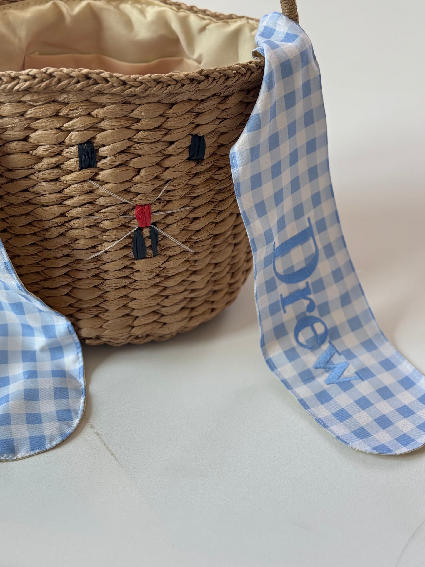 Basket with Gingham Bunny Ears
