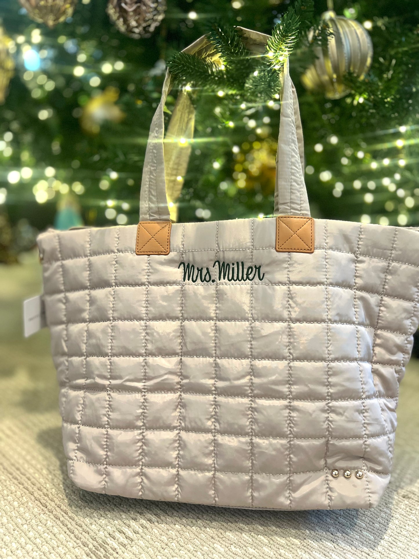 Quilted Tote Bag with Straps