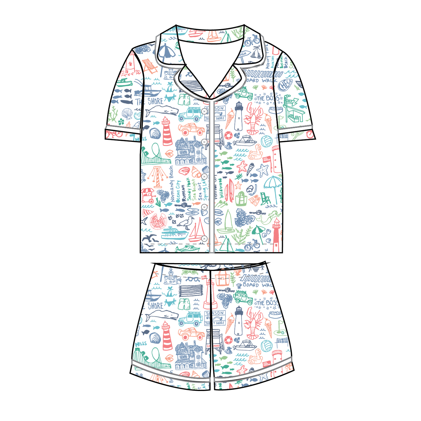 Jersey Shore Women’s Button Front Short Pajama Set
