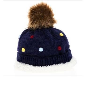 Kids Polka Dot Pom Beanie