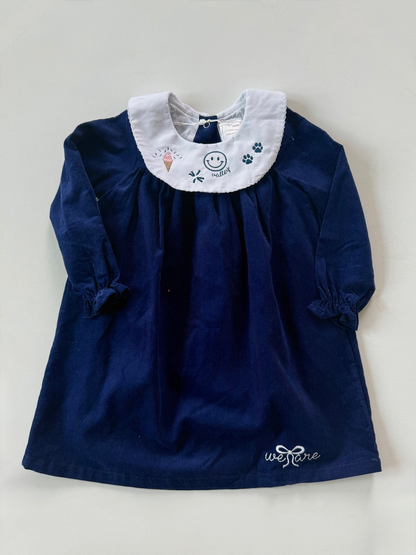 Girls' Corduroy Bishop Dress - Navy