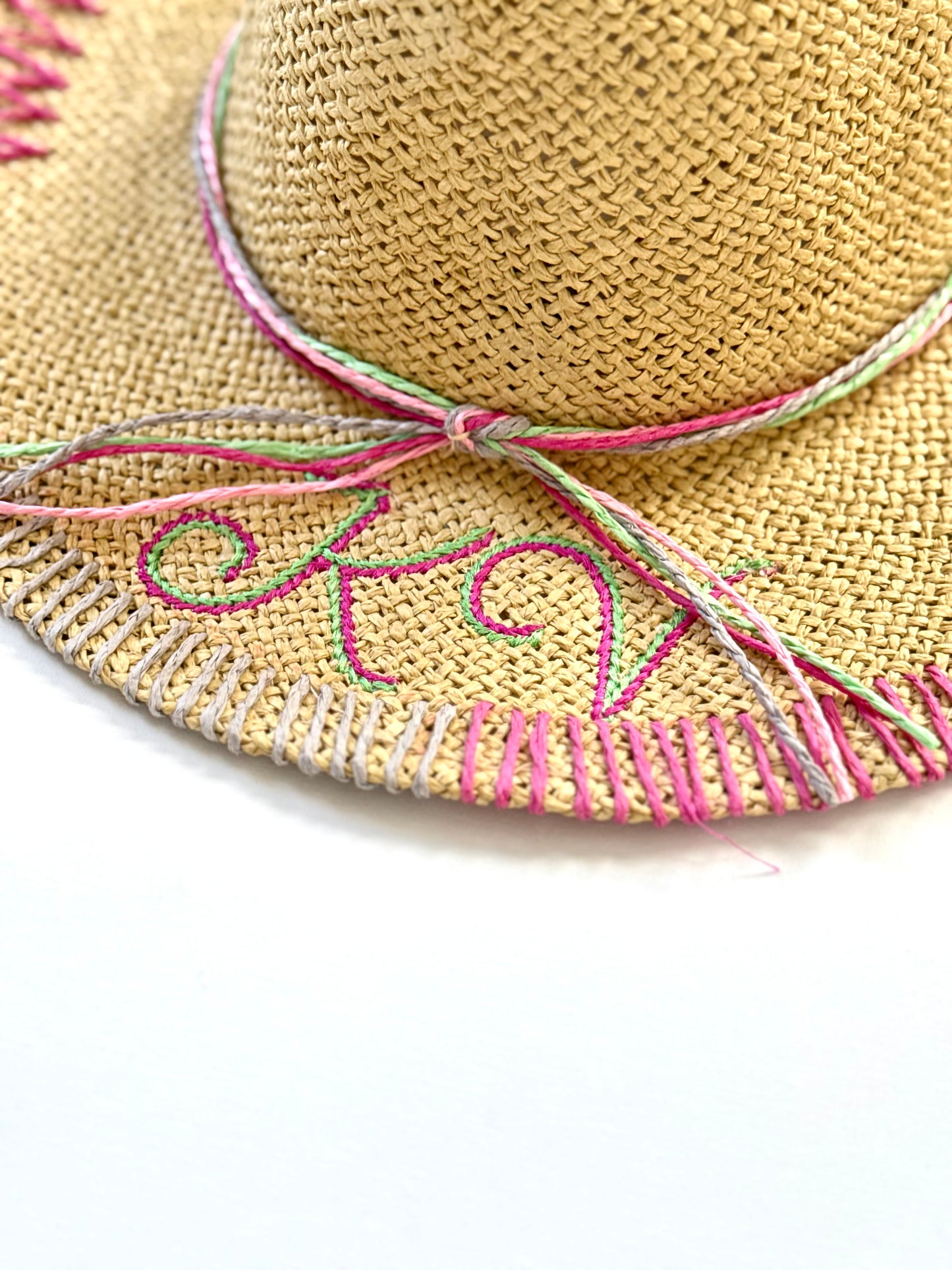Women’s UPF 50 Multi-Colored Stitched Brim Panama Sun Hat