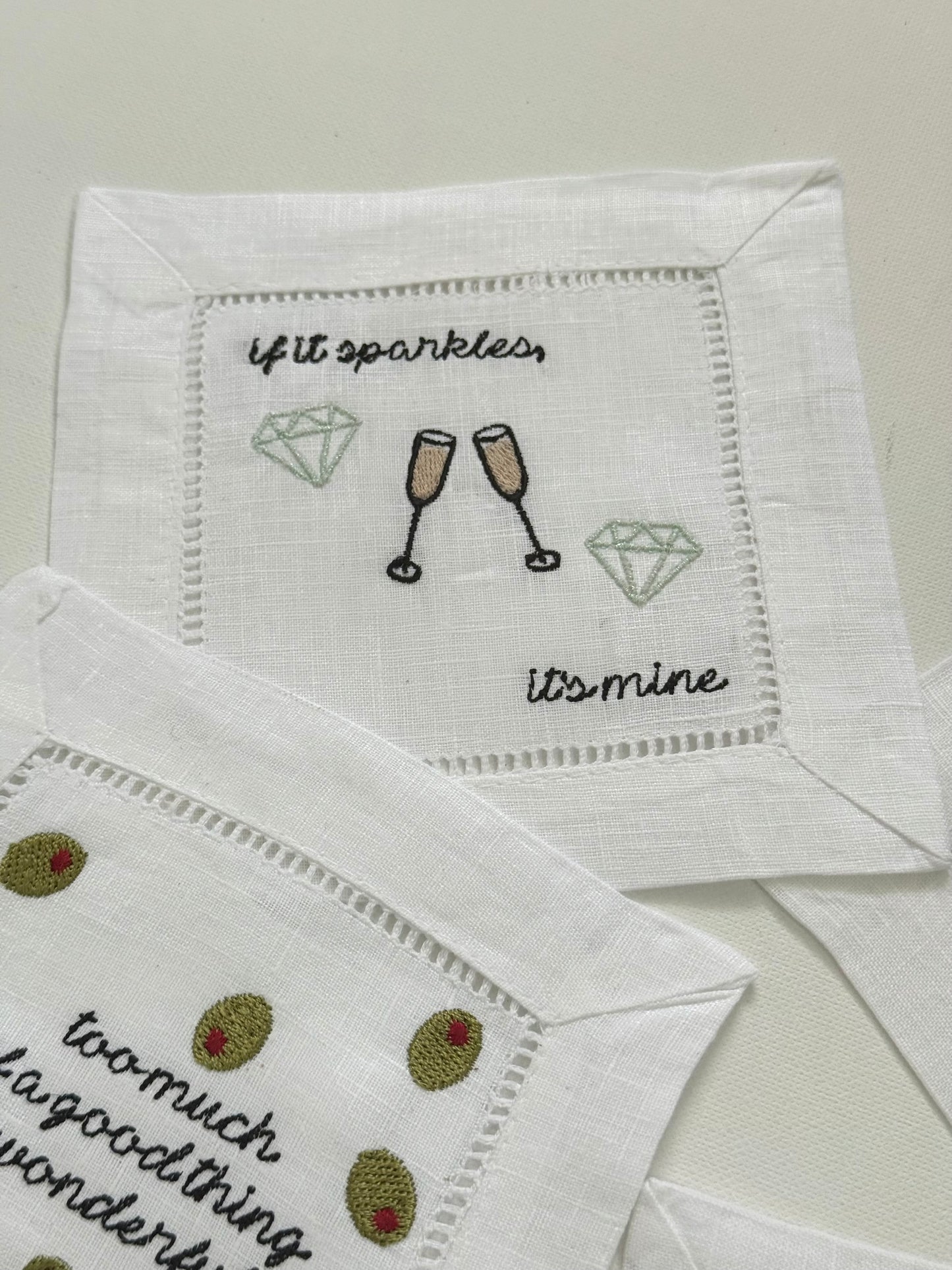 Set of 4 Linen Cocktail Napkins