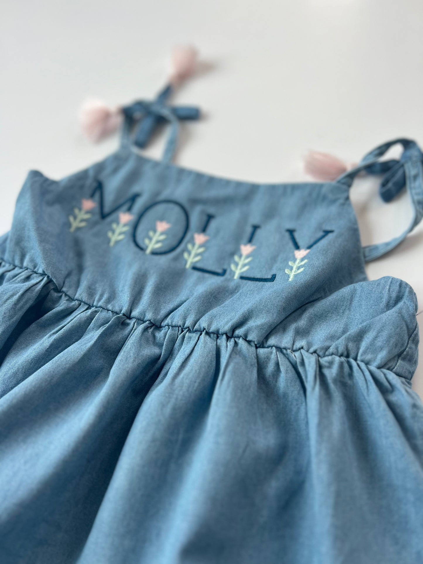 Chambray Swing Dress with Tassels