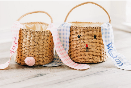 Basket with Gingham Bunny Ears