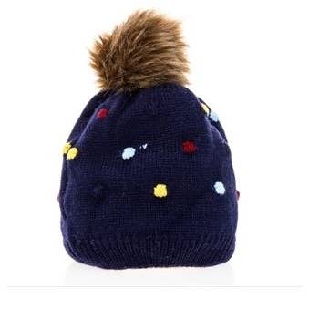 Kids Polka Dot Pom Beanie