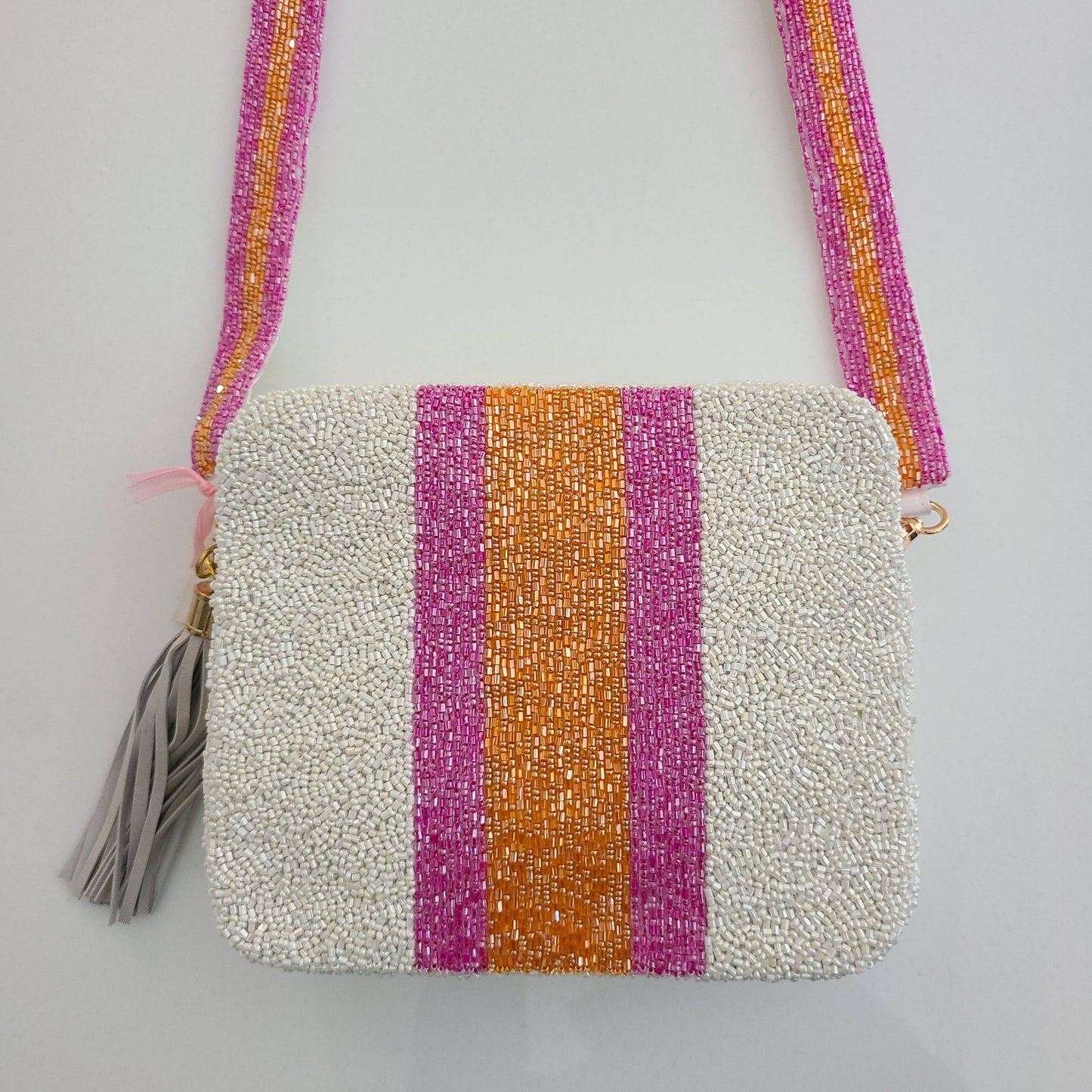 Tiana Designs Fully Beaded Monogram Crossbody Handbag