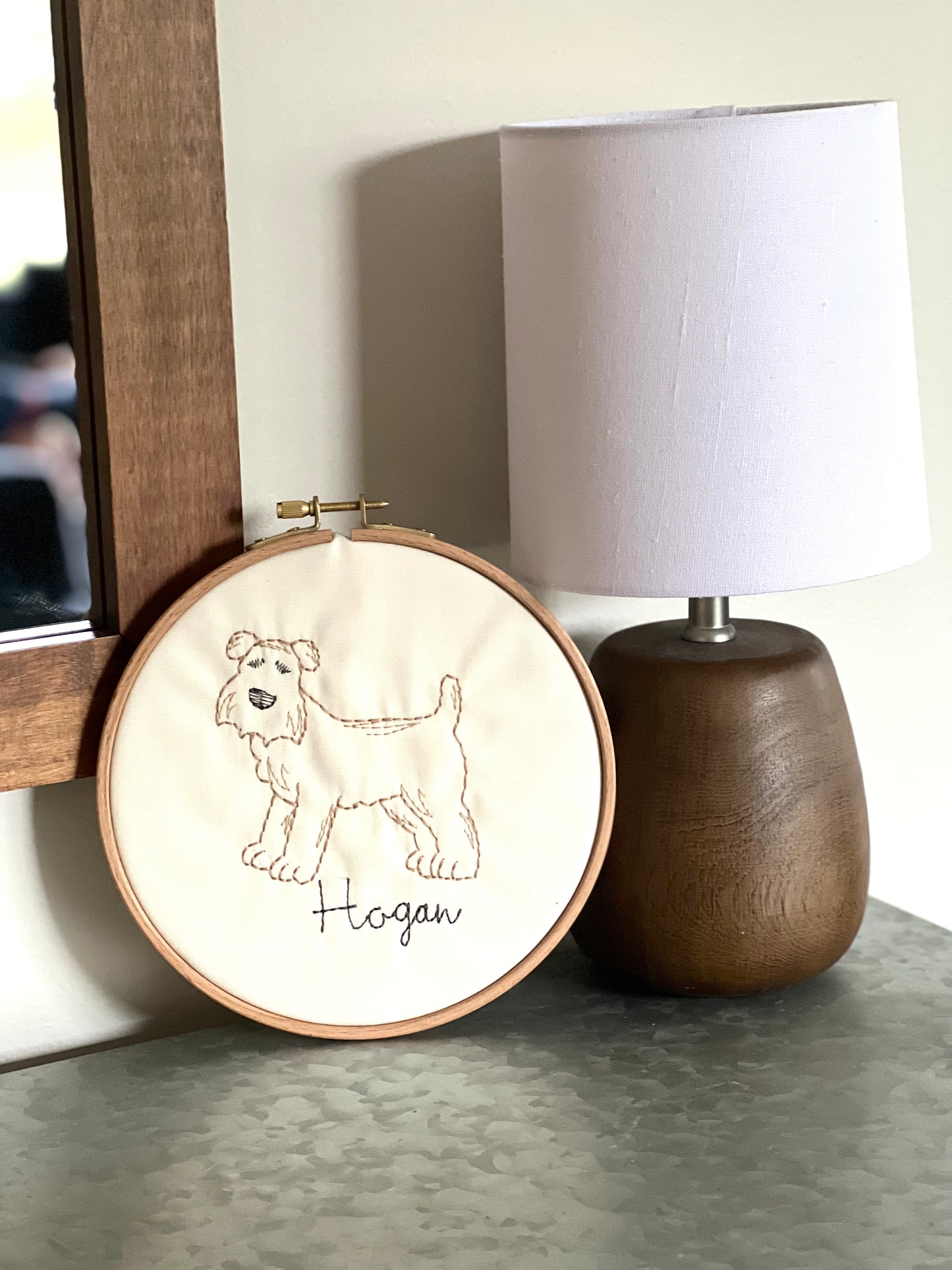 Custom Embroidered Handwriting in a Vintage Portrait Frame