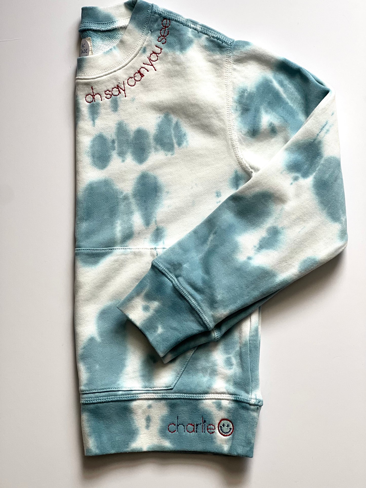 Maddie font on collar and hem
