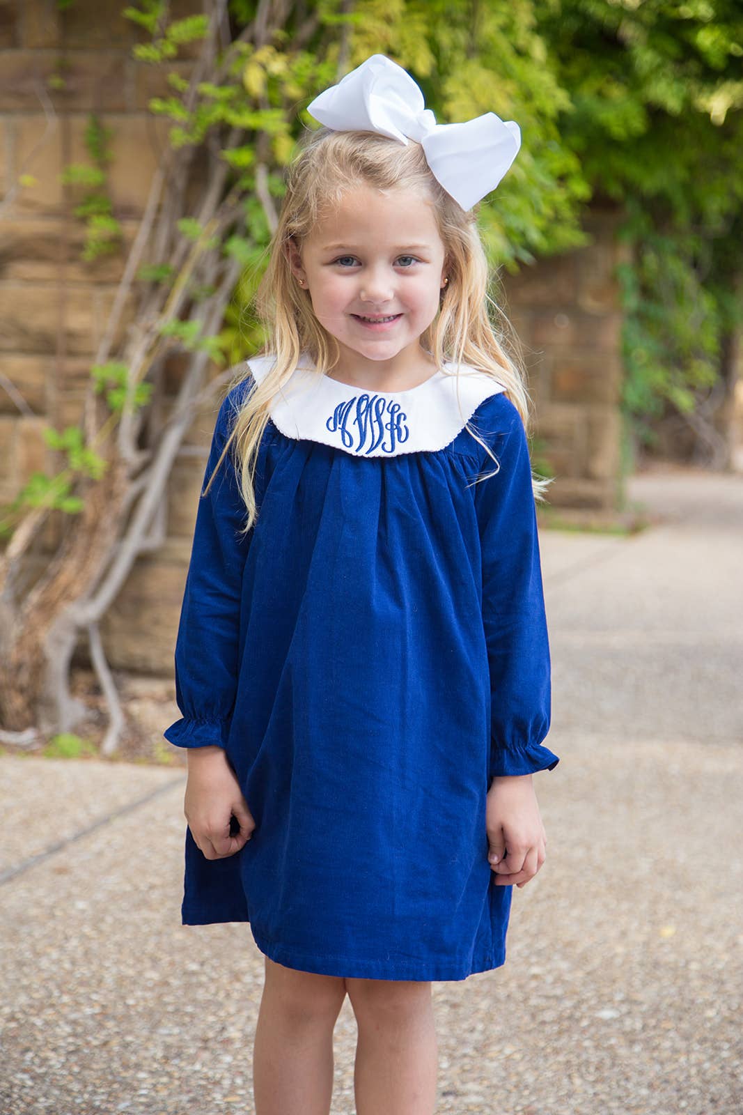 Girls' Corduroy Bishop Dress - Navy