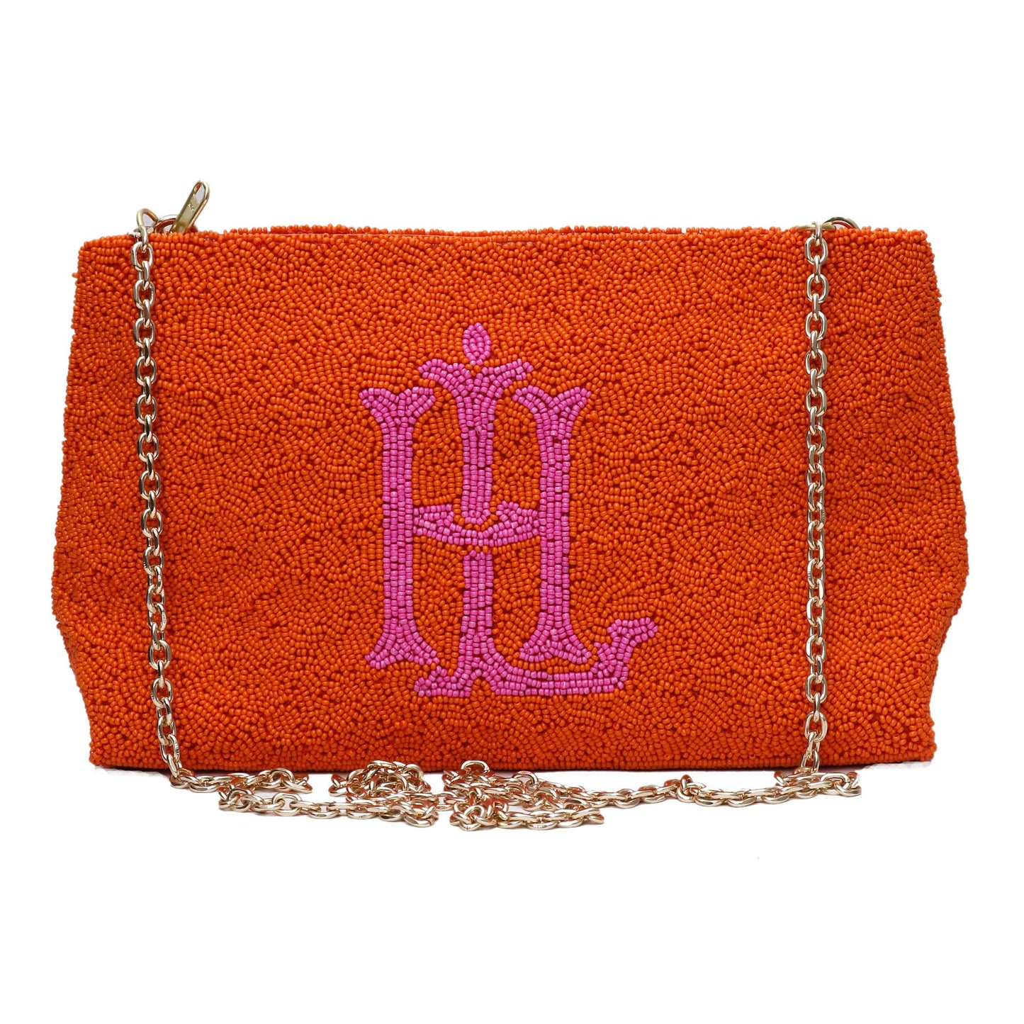 Tiana Designs Orange and Pink Zipper Clutch