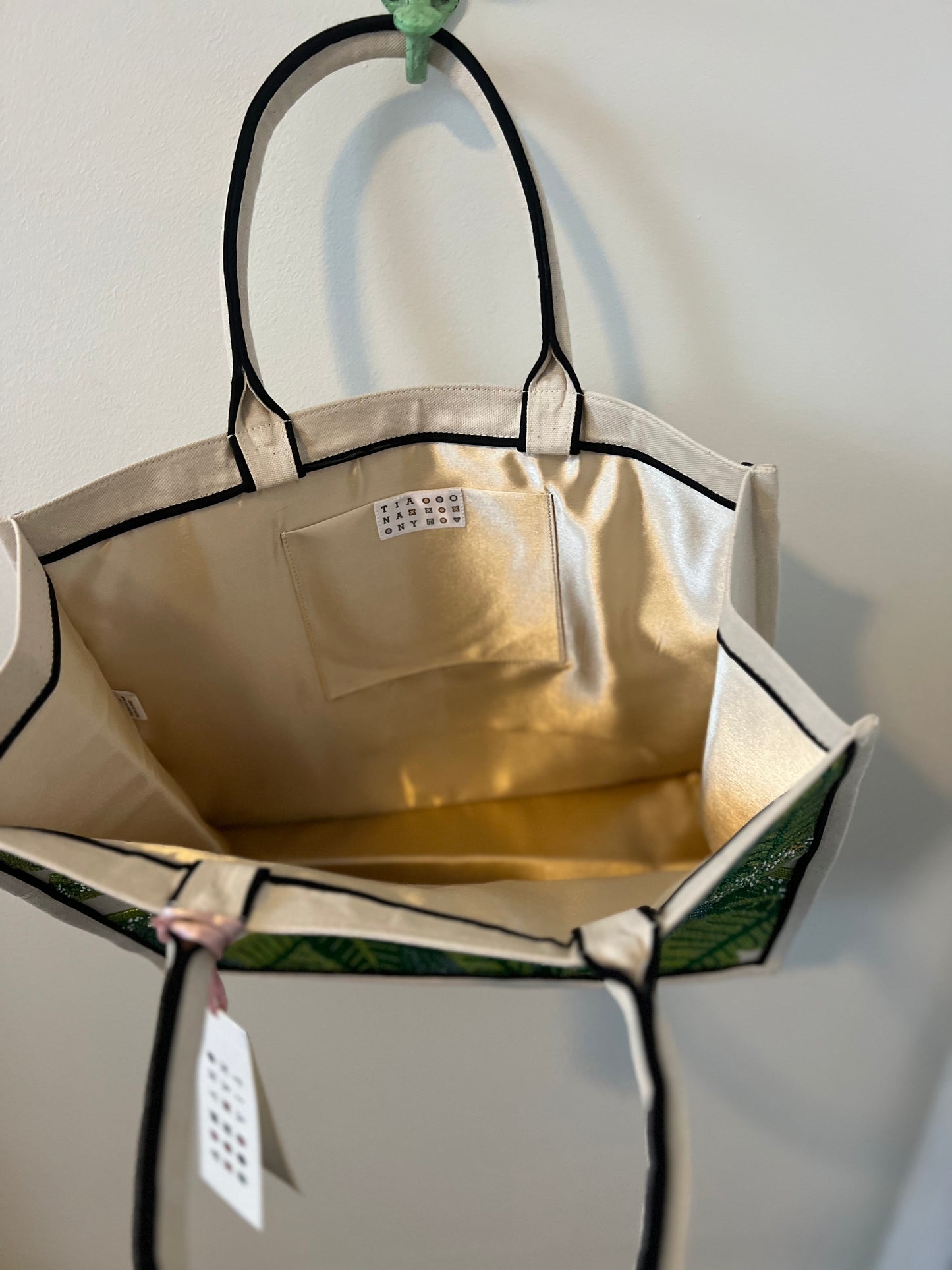 Tiana Designs Palm Leaf Beaded Tote