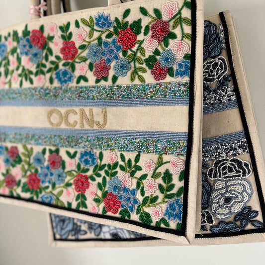 Tiana Designs Floral Vines Beaded Tote