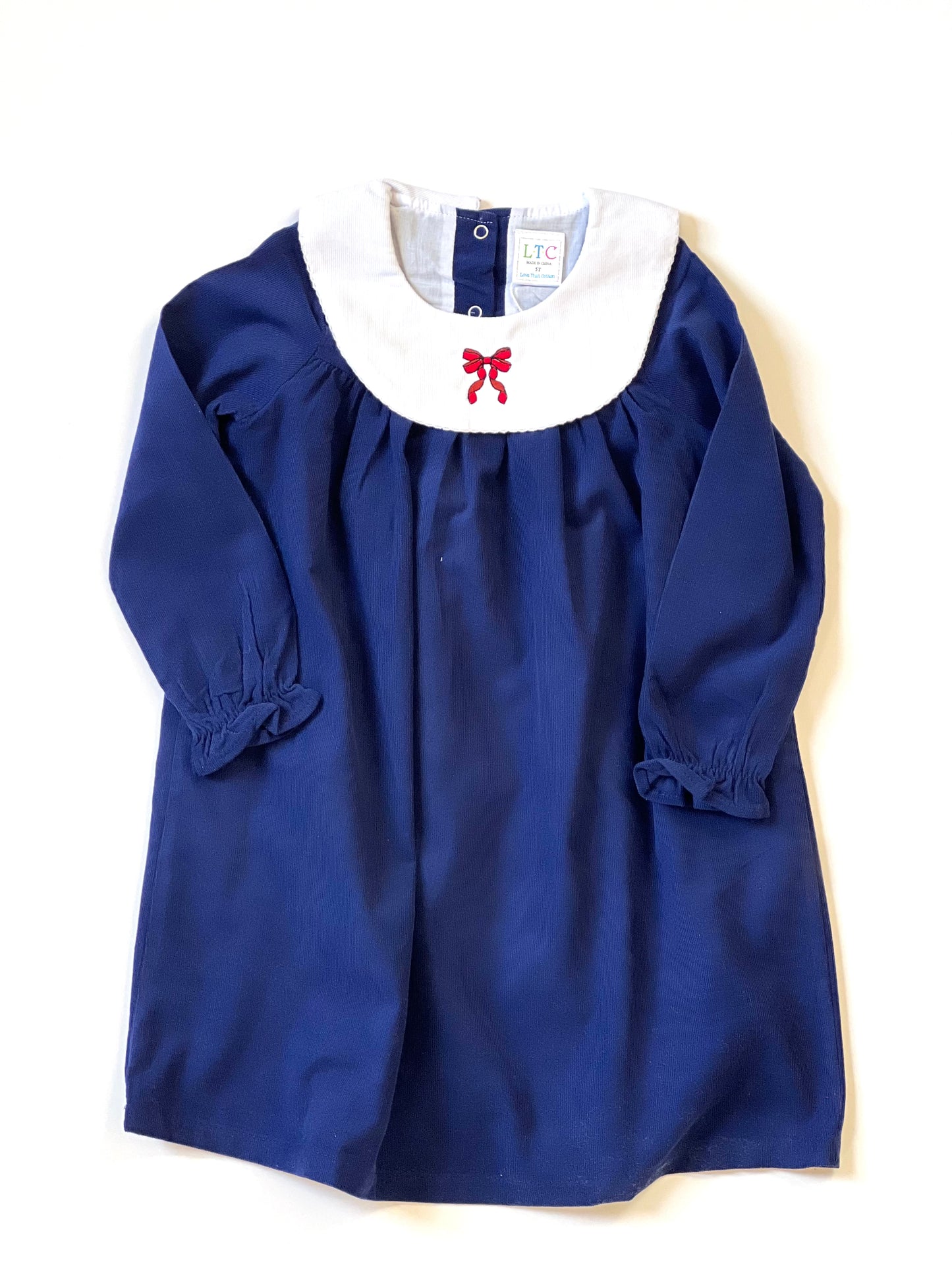 Girls' Corduroy Bishop Dress - Navy