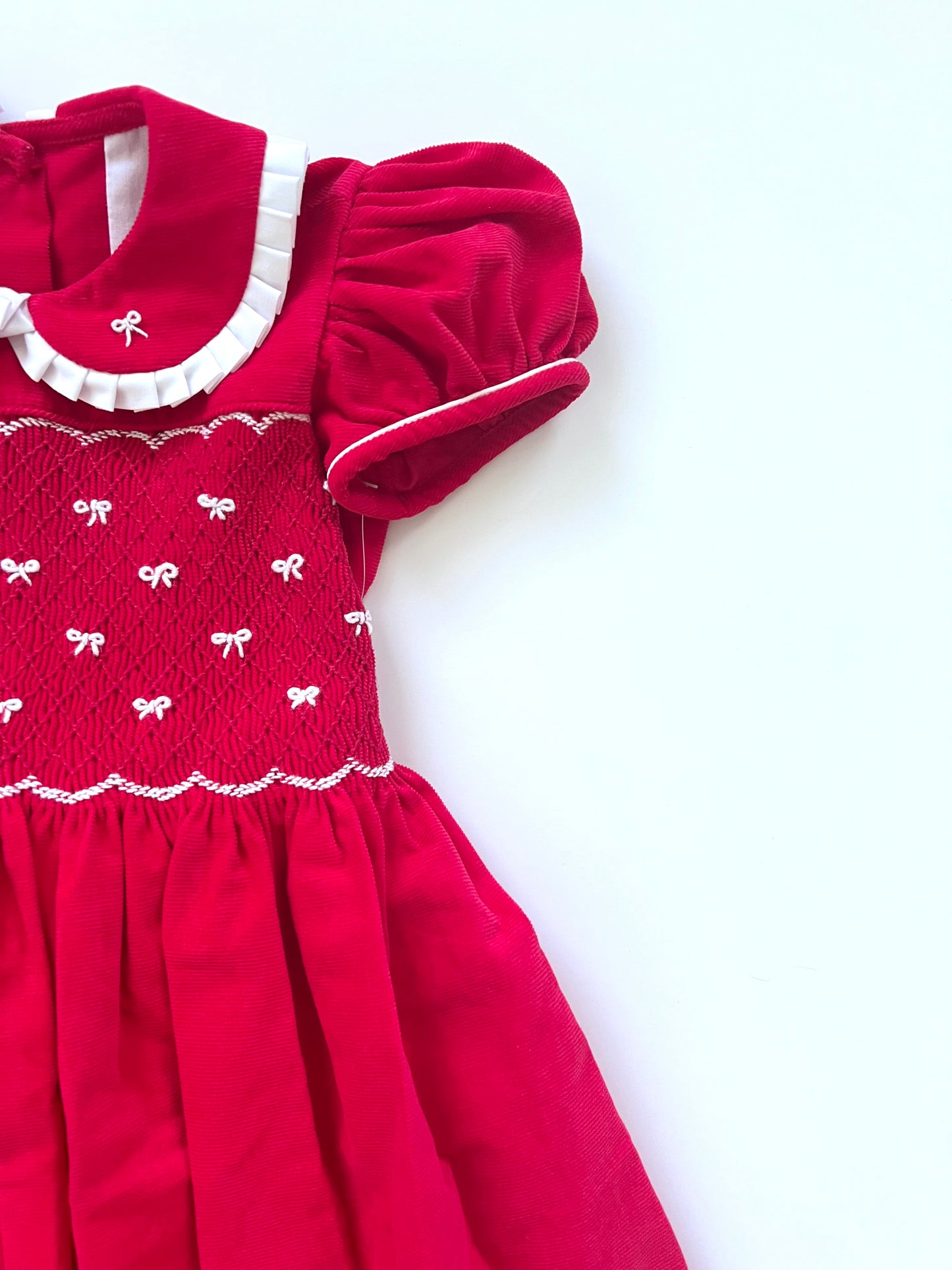 Girls' Embroidered Bow Smocked Dress