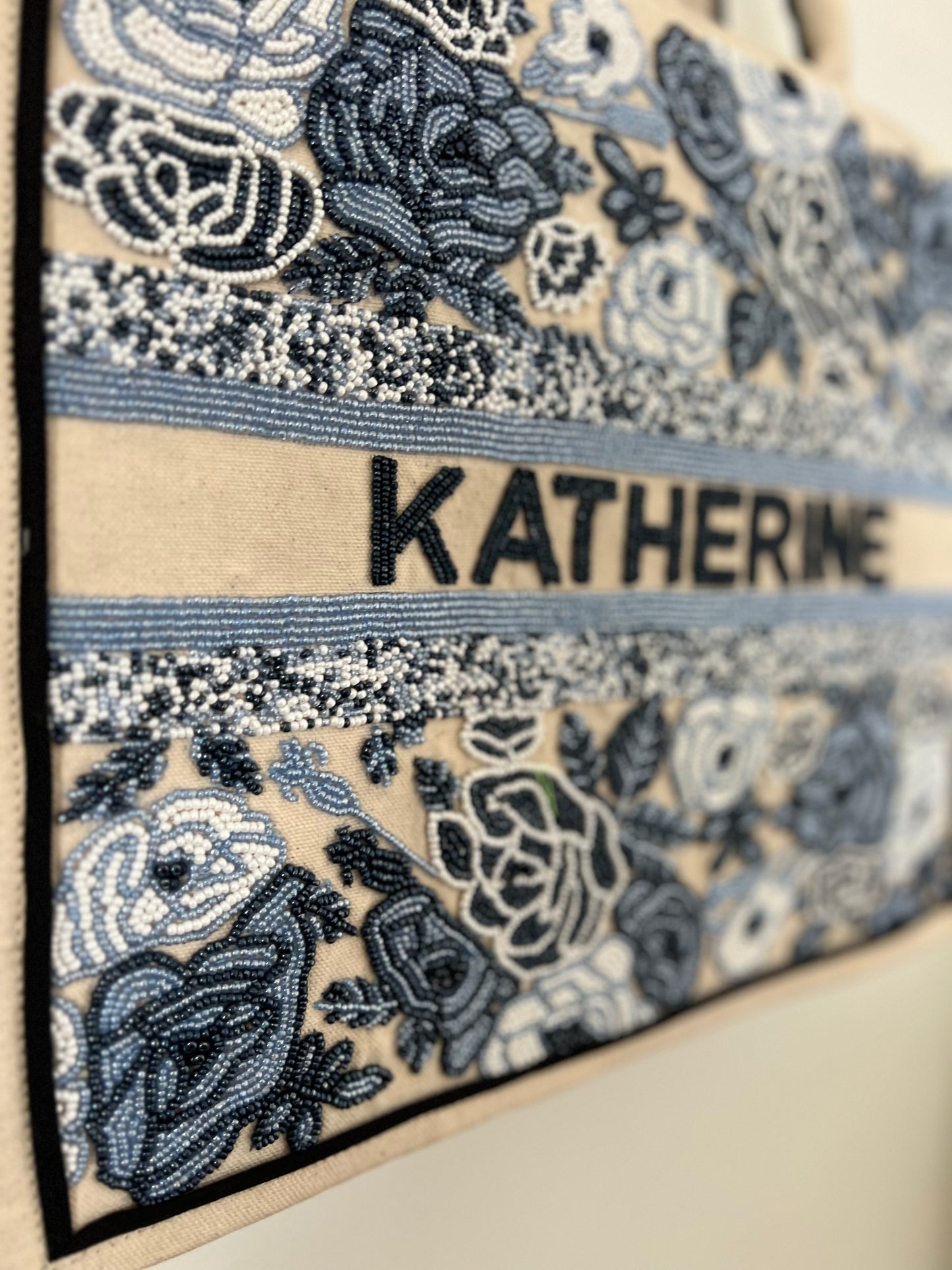 Tiana Designs Blue Floral Beaded Tote