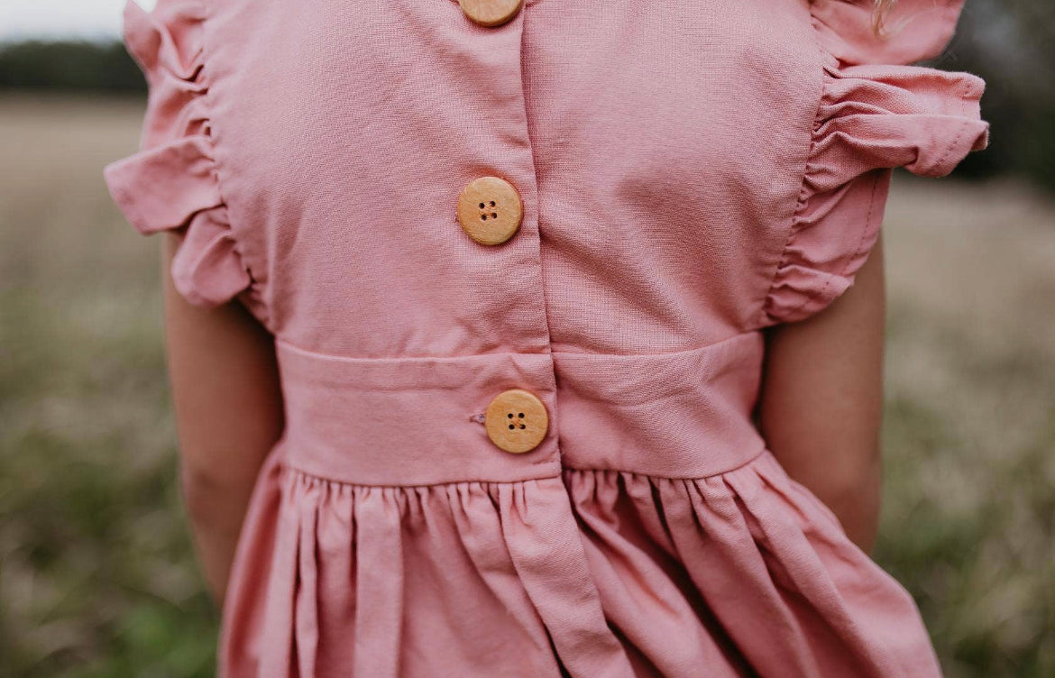 Girls' Linen Pinafore Apron Dress