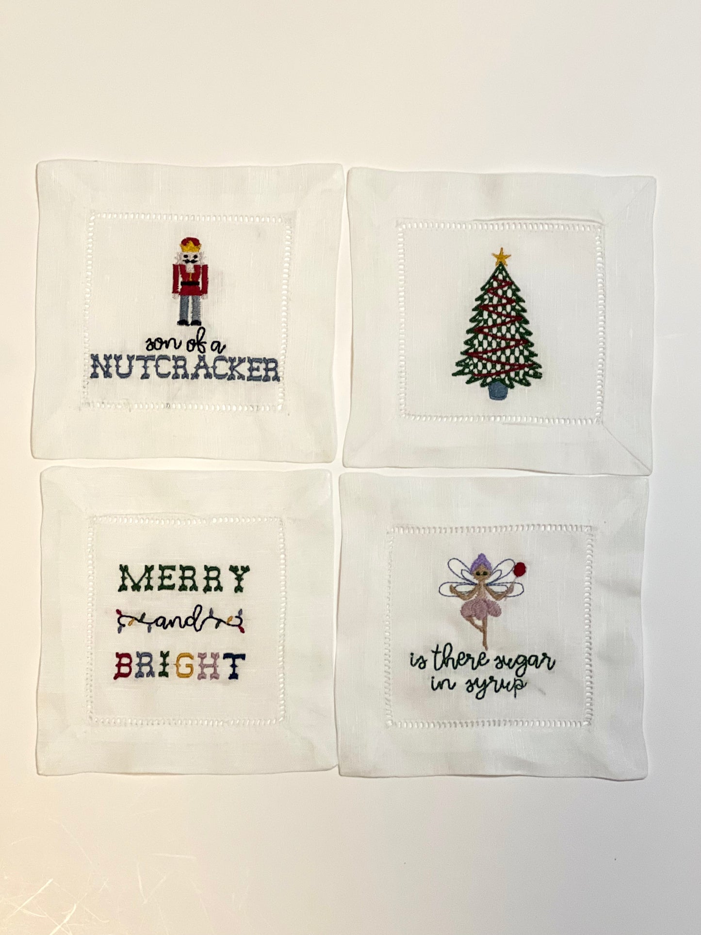 Set of 4 Linen Cocktail Napkins