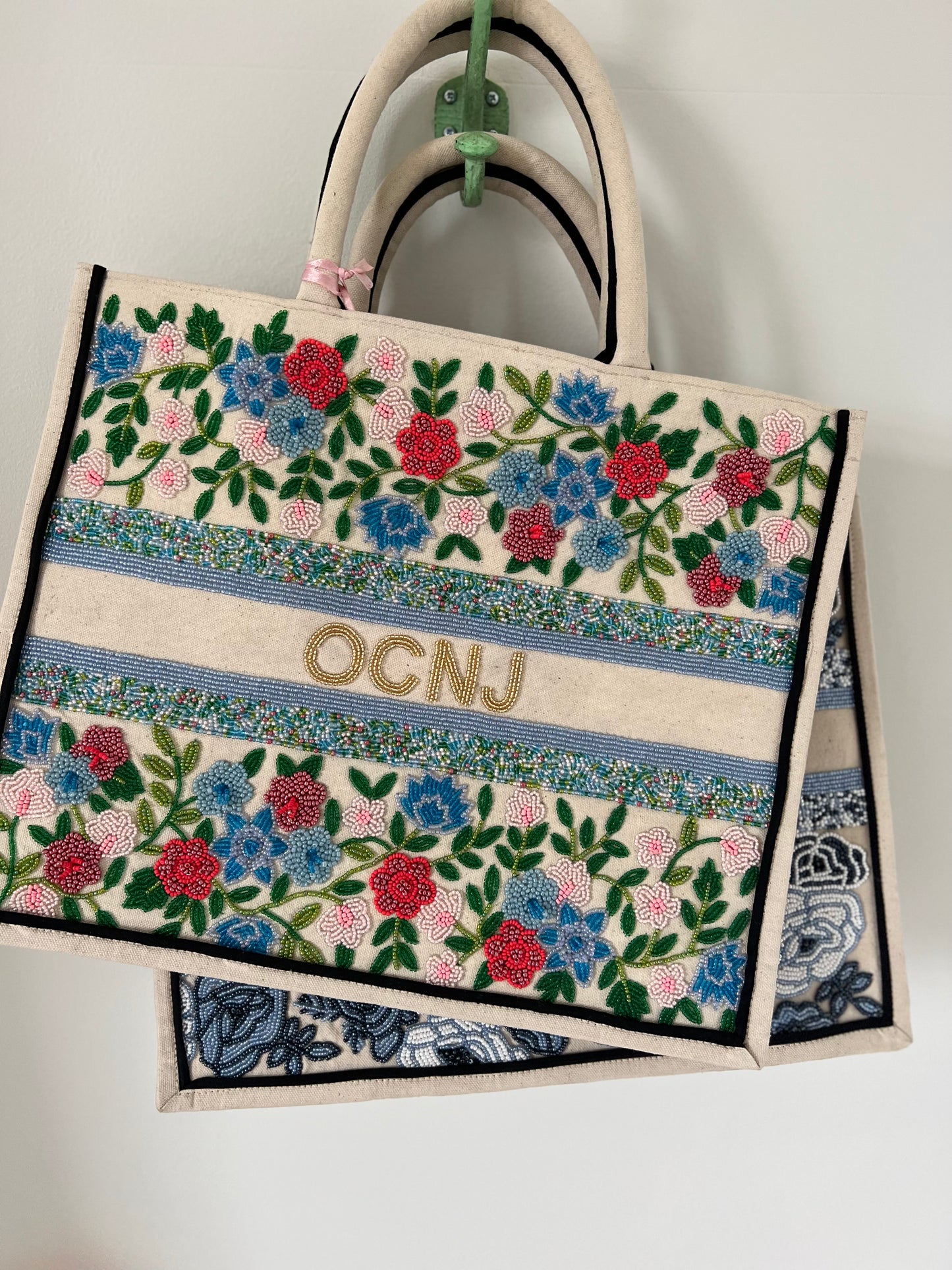 Tiana Designs Floral Vines Beaded Tote