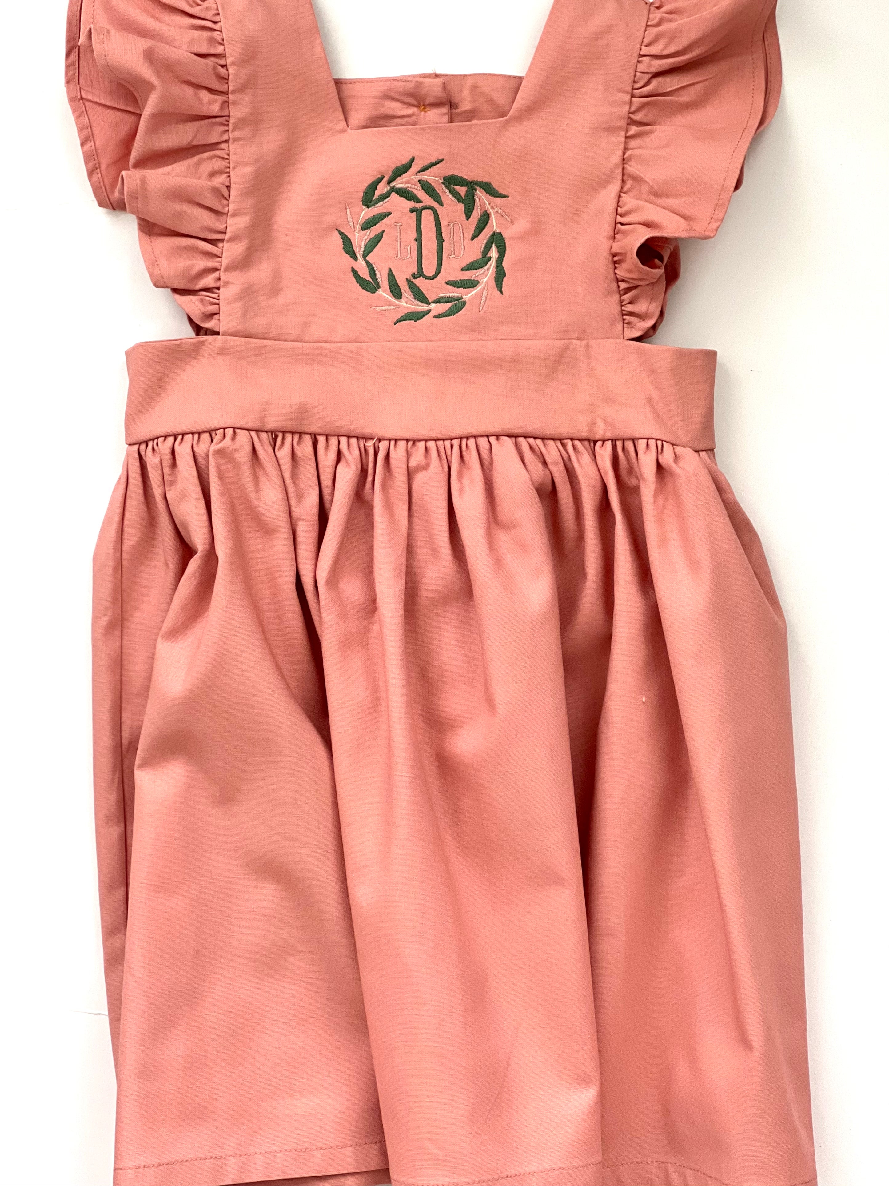 Girls' Linen Pinafore Apron Dress PAC Trade Embroidery Girls' Linen Pinafore Apron Dress PAC Trade Embroidery