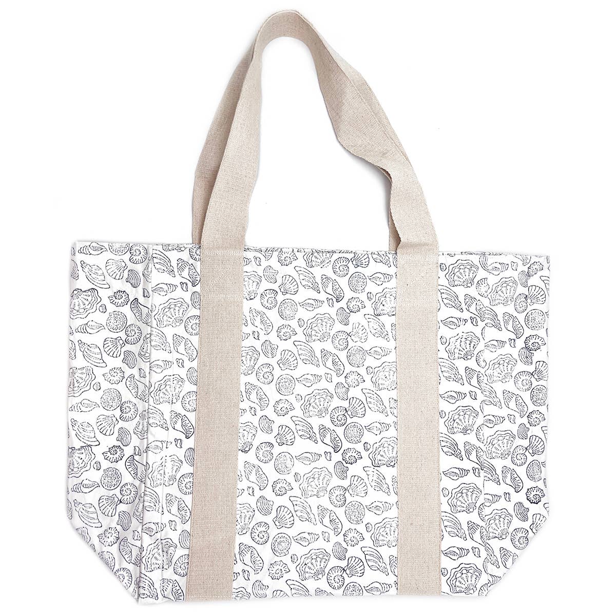 Anju Jewelry - Handcrafted Canvas Bag with Block-Printed Seashells