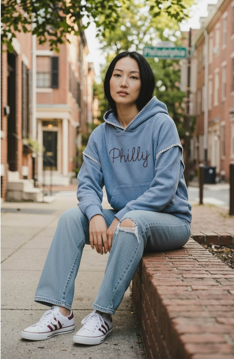 Women's 'Philly' Baseball Stitch Hoodie