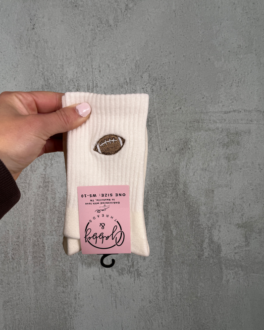 Gabby & Threads - Football Socks (Regular & Grip): White Regular Socks (No Grips)