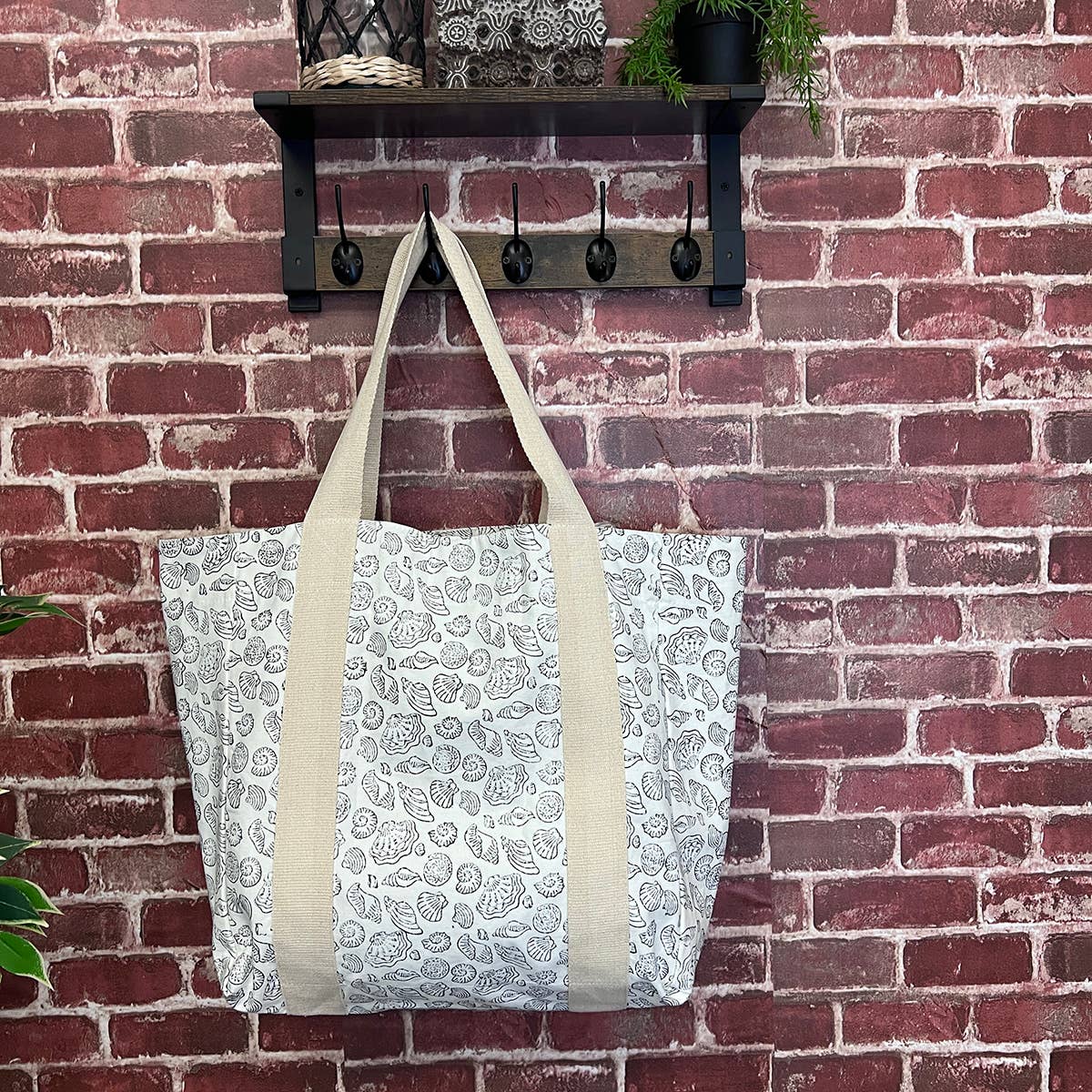 Anju Jewelry - Handcrafted Canvas Bag with Block-Printed Seashells
