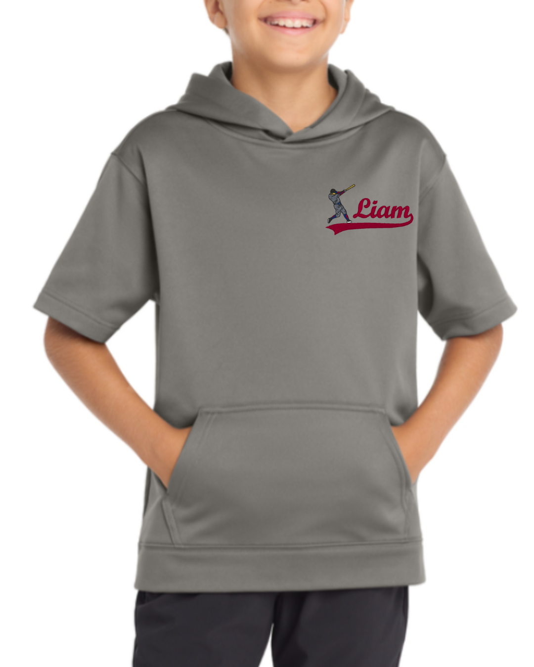 Youth Sport-Wick® Fleece Short Sleeve Hooded Pullover