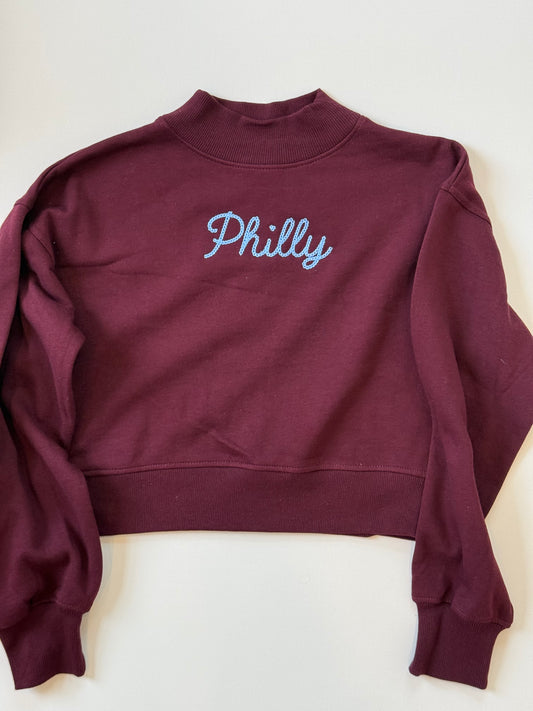 Women's "Philly" Chainstitch Mock Neck Sweatshirt