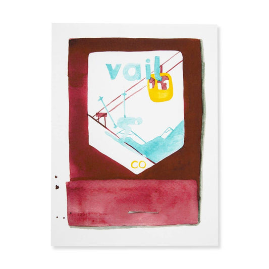 Vail Matchbook Watercolor Print: 5" x 7"