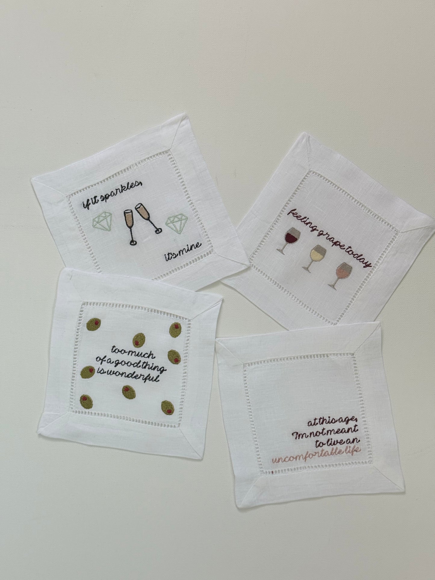 Set of 4 Linen Cocktail Napkins