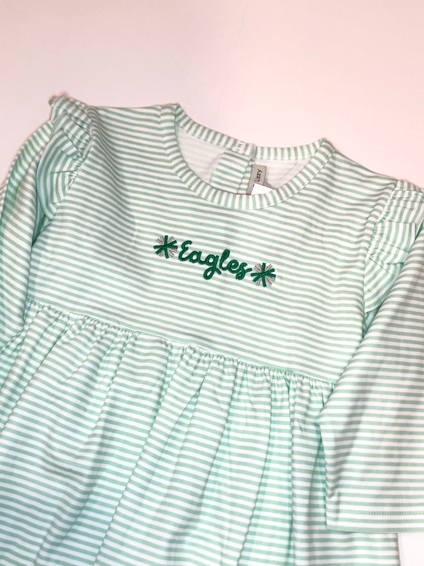 Marco & Lizzy Girls' Striped "Eagles" Long Sleeve Dress