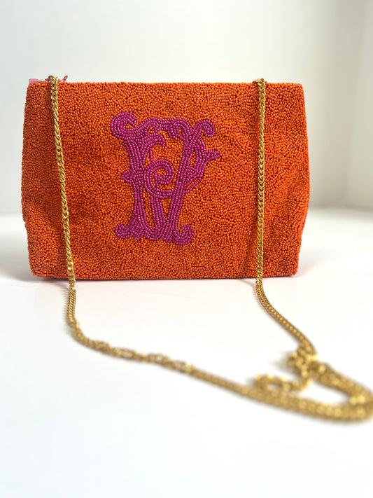 Tiana Designs Orange and Pink Zipper Clutch