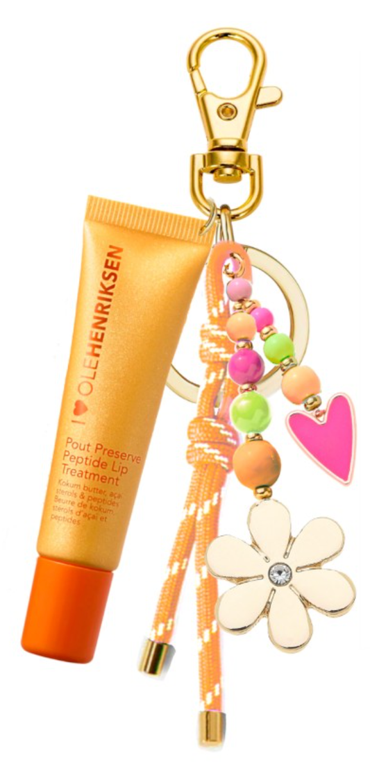 Canvas Style - Flower Child Cluster Bag Charm in Orange & Shiny Gold