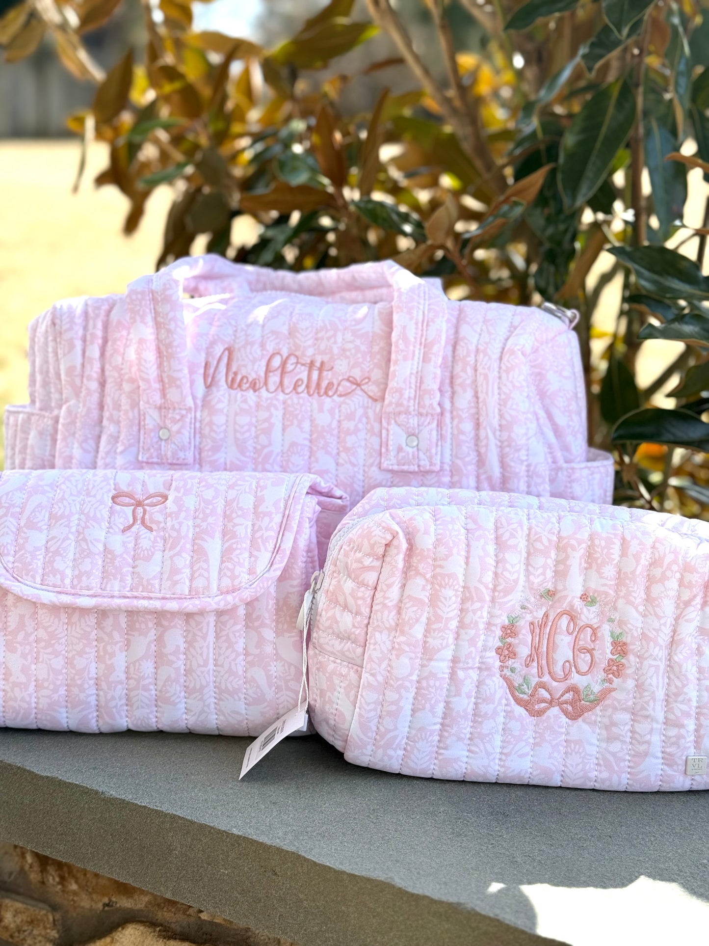 TRVL Design Luxe Quilted Baby Travel Bundle (stroller bag, toiletry, changing pad)