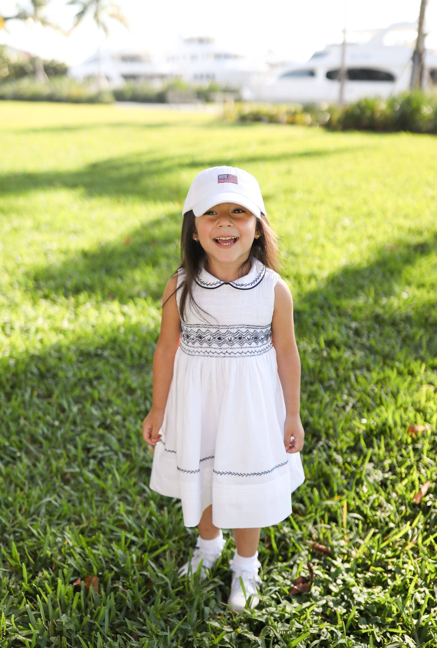 Bits & Bows American Flag Bow Baseball Hat (Girls)