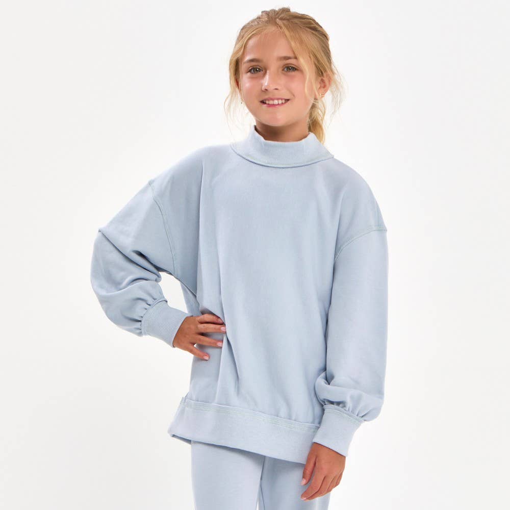 Good Girl - Cotton Terry Mock Neck Sweatshirt: LT Grey / XL