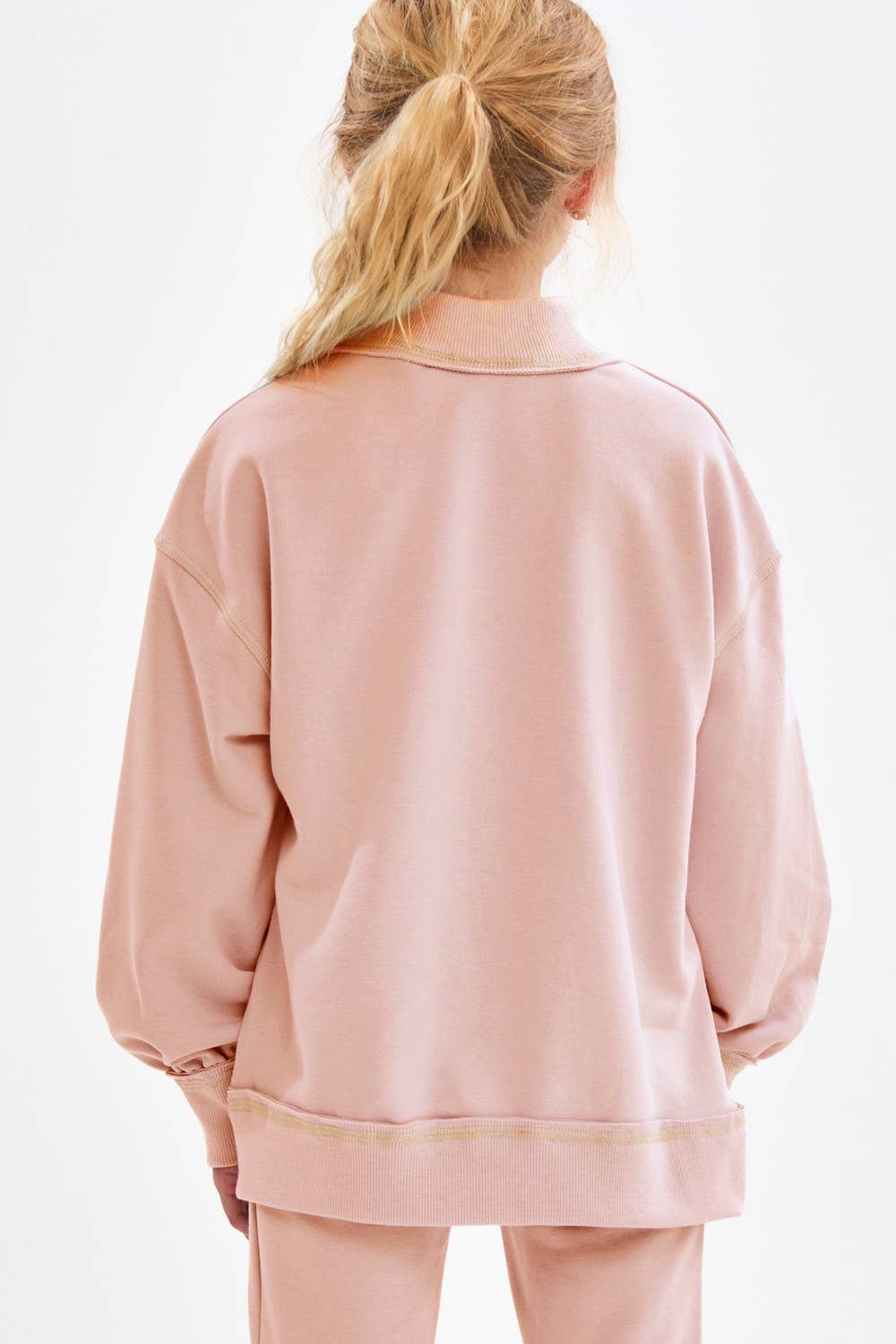 Good Girl - Cotton Terry Mock Neck Sweatshirt: LT Grey / S