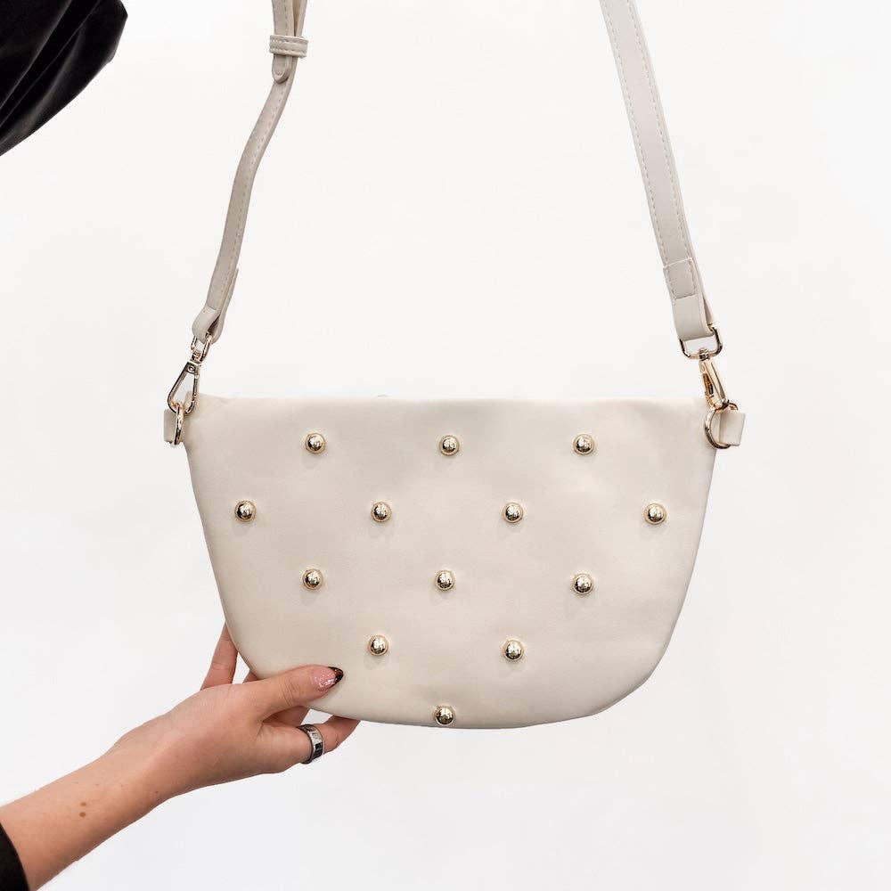 Pretty Simple - Chic Gold Studded Westlyn Bum Bag: Cream