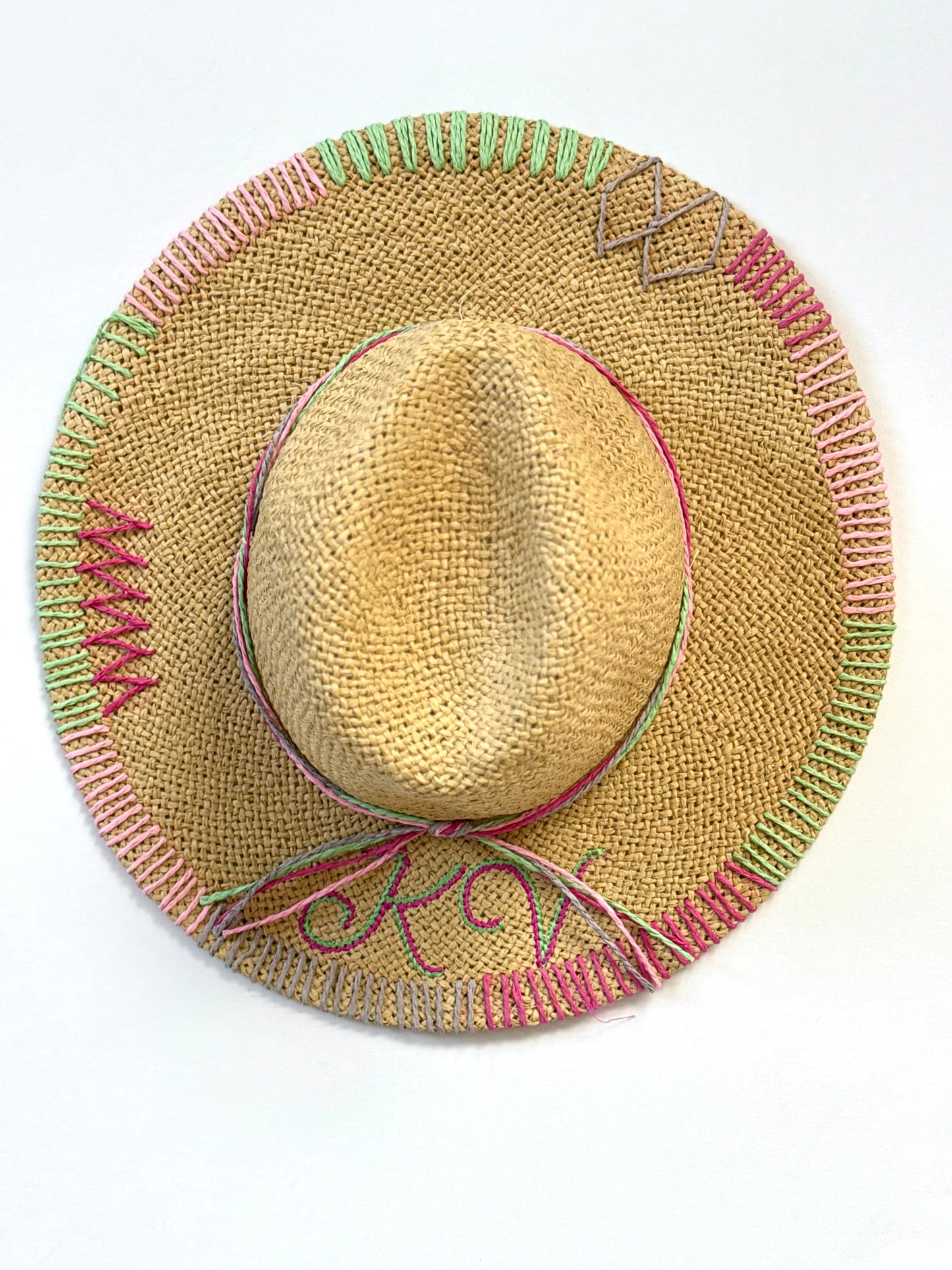 Women’s UPF 50 Multi-Colored Stitched Brim Panama Sun Hat