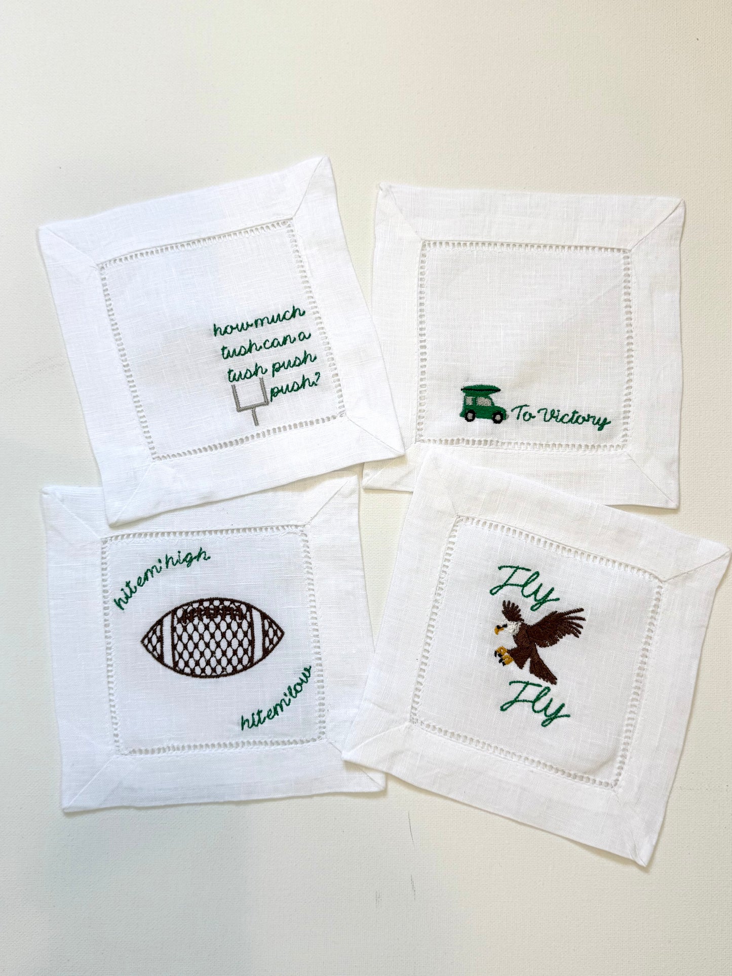 Set of 4 Linen Cocktail Napkins