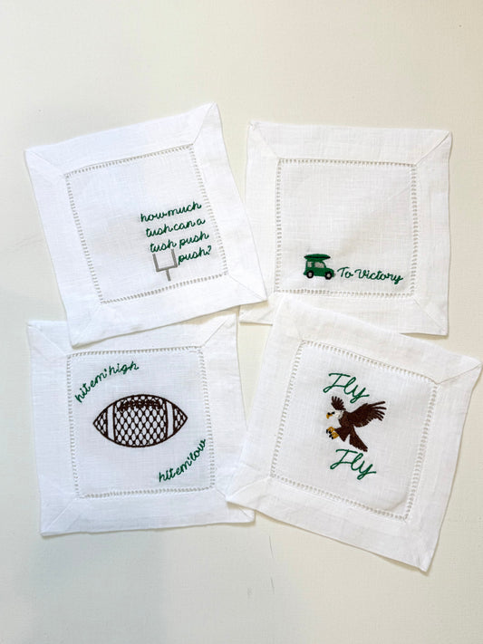 Set of 4 Linen Cocktail Napkins